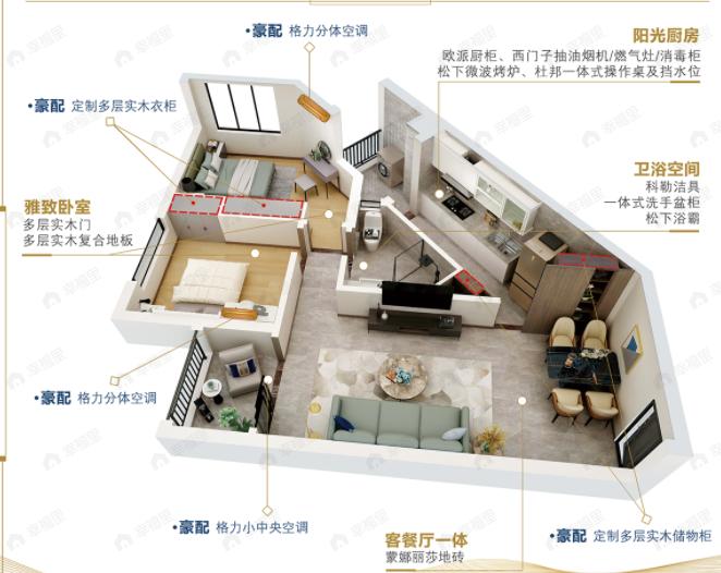 2室2厅1卫建面77平户型图