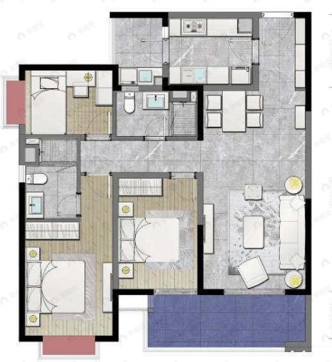 俊发城文倾苑3室2厅2卫户型图