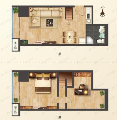 国王的公寓2室2厅1卫户型图