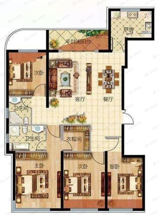 浦江御景湾4室2厅2卫户型图