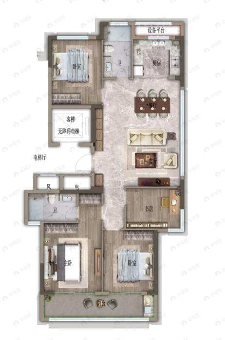 滨江福田里4室2厅2卫户型图