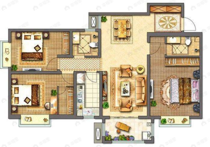 新泽星大厦3室1厅1卫户型图