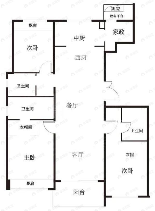 鸿印里3室2厅3卫户型图