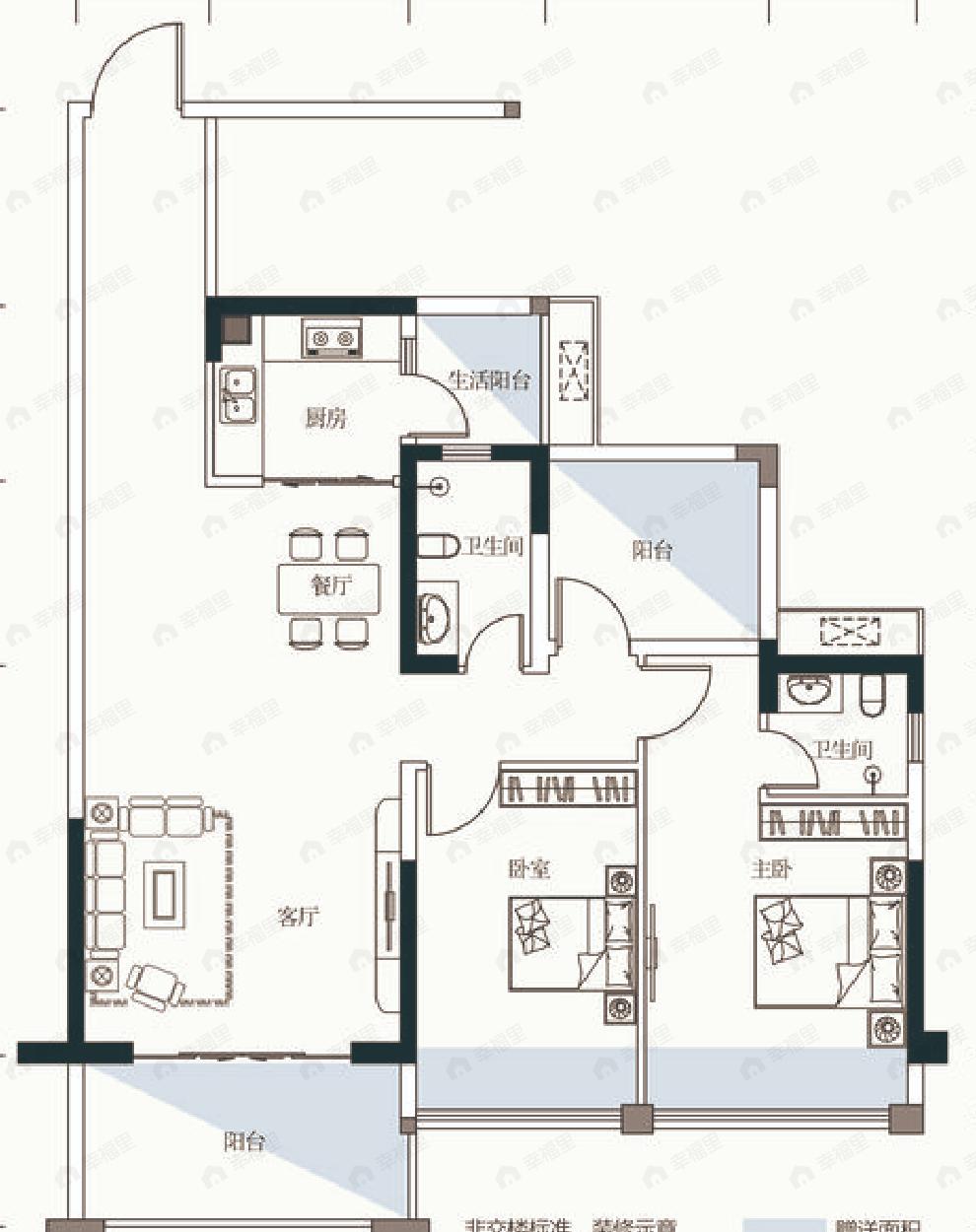 新怡名门2室2厅2卫户型图