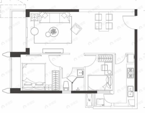 京基智农山海公馆2室2厅1卫户型图