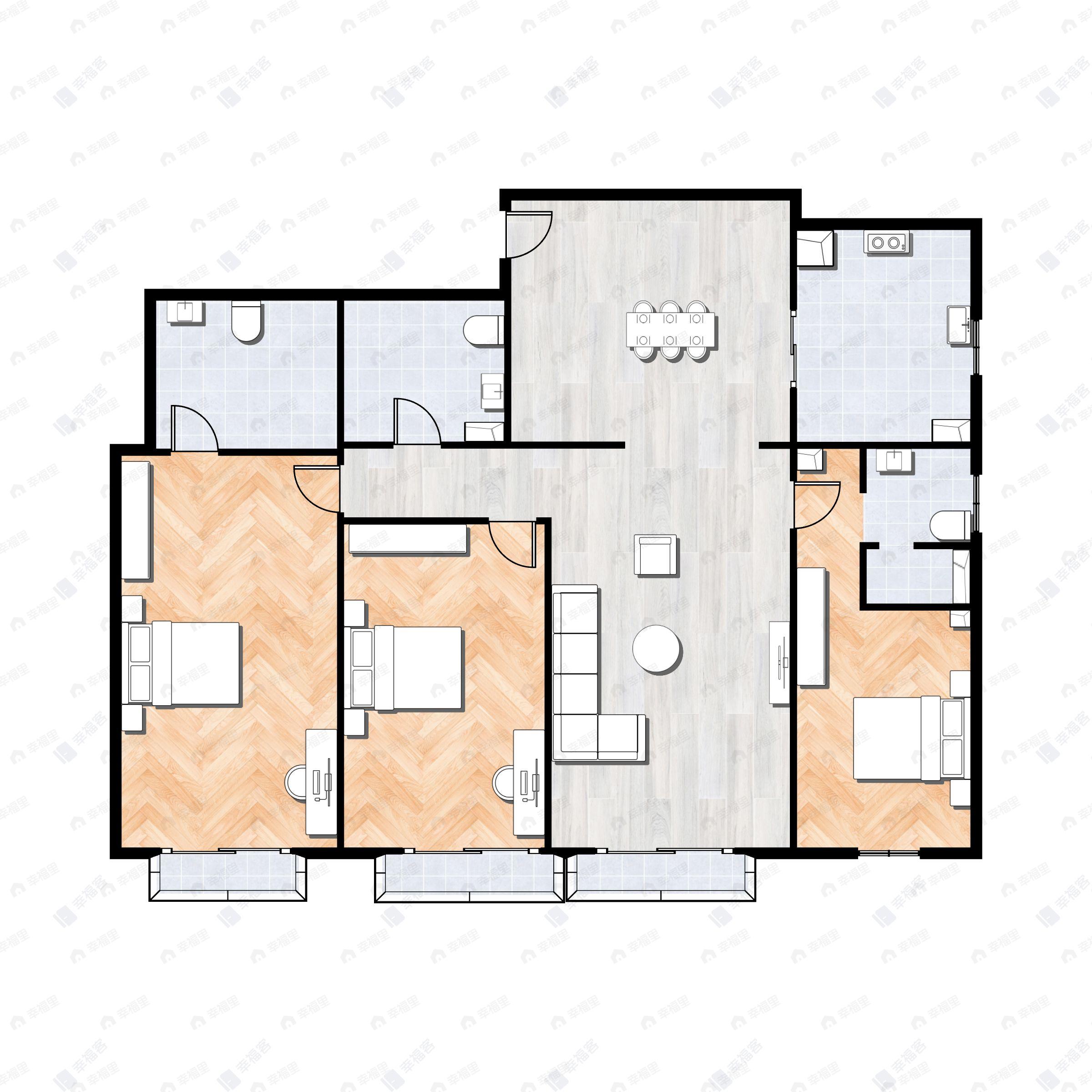 3室2厅2卫建面239平东|南户型图