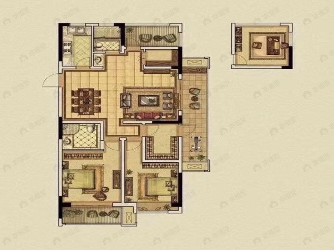 2室2厅2卫建面123平户型图