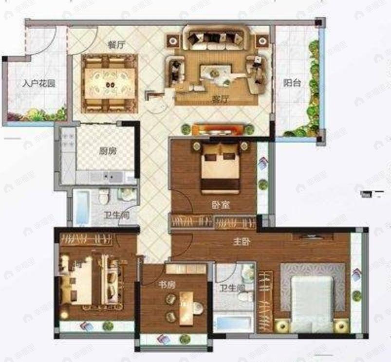 台山海骏达花园4室2厅2卫户型图