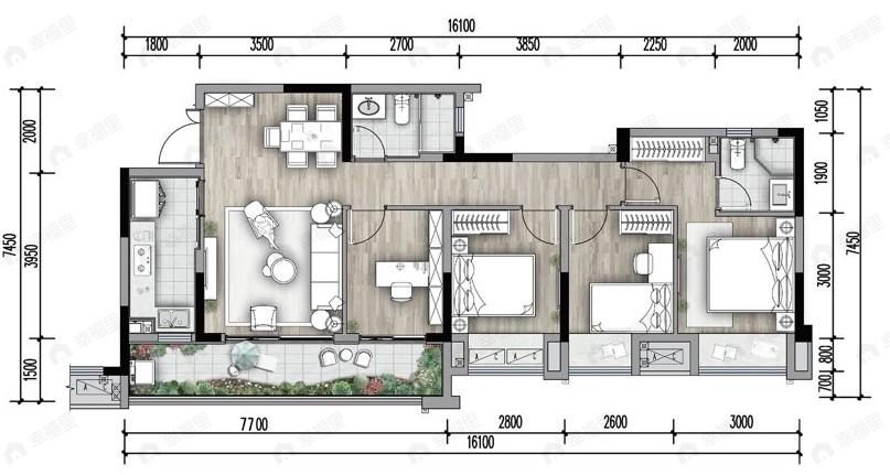 中交金科辰光4室2厅2卫户型图