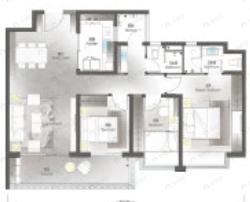 七彩国际社区3室2厅2卫户型图