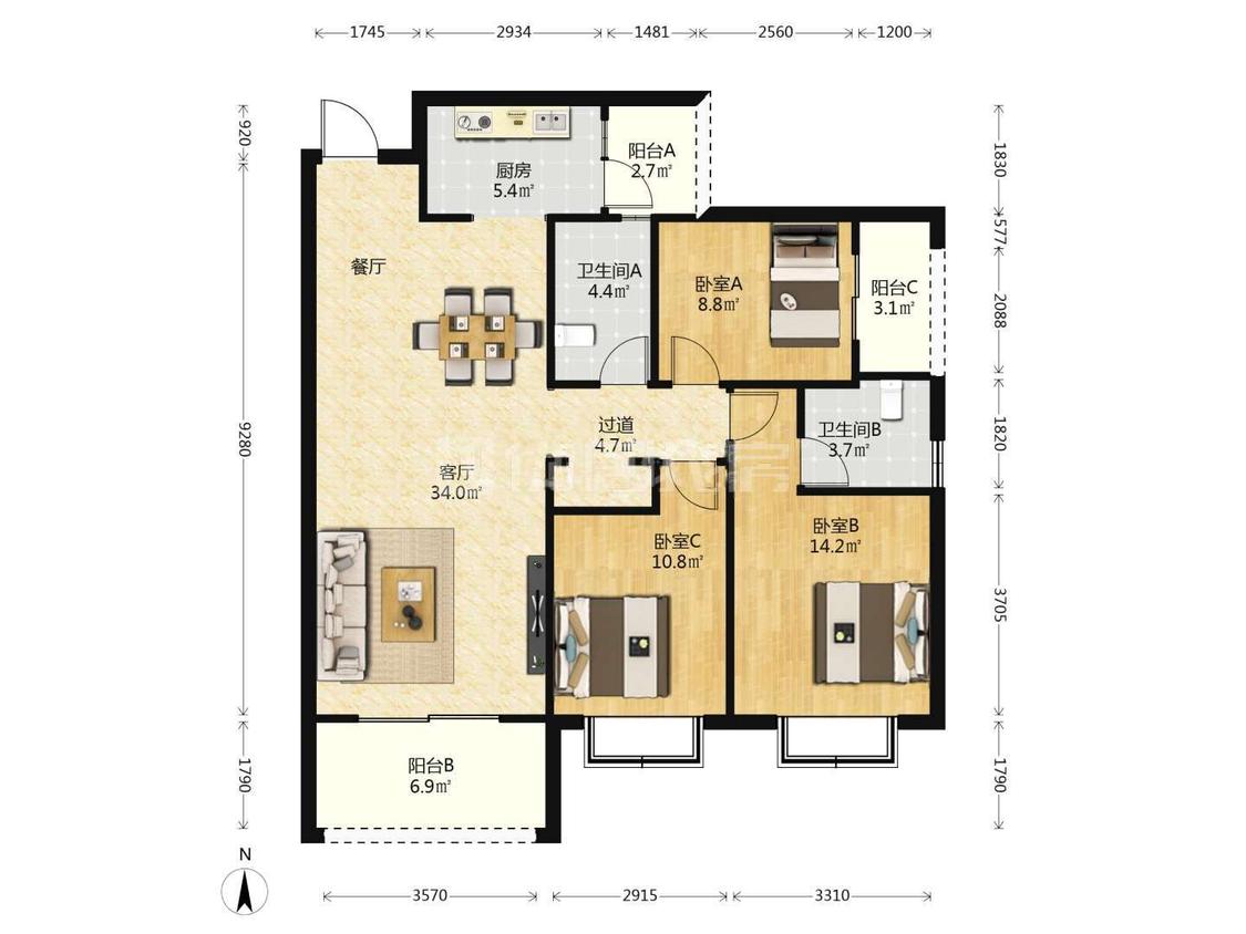 整租·国福现代城(茉莉苑)
