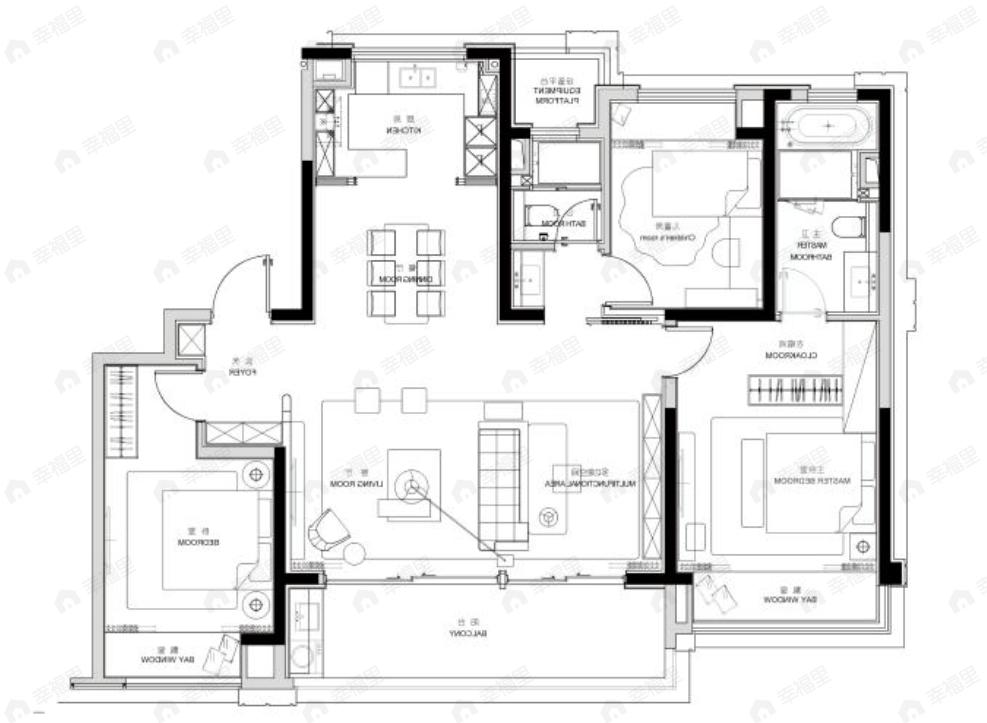 前湾国际3室2厅2卫户型图