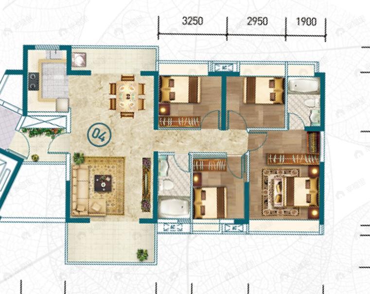 花都尚品雅居4室2厅2卫户型图