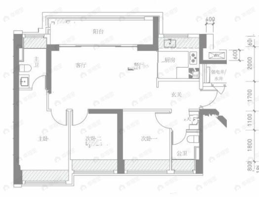 满京华金硕华府3室2厅2卫户型图
