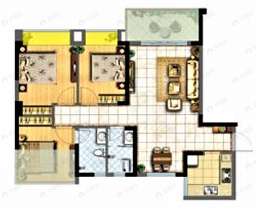 格林城市花园3室2厅2卫户型图