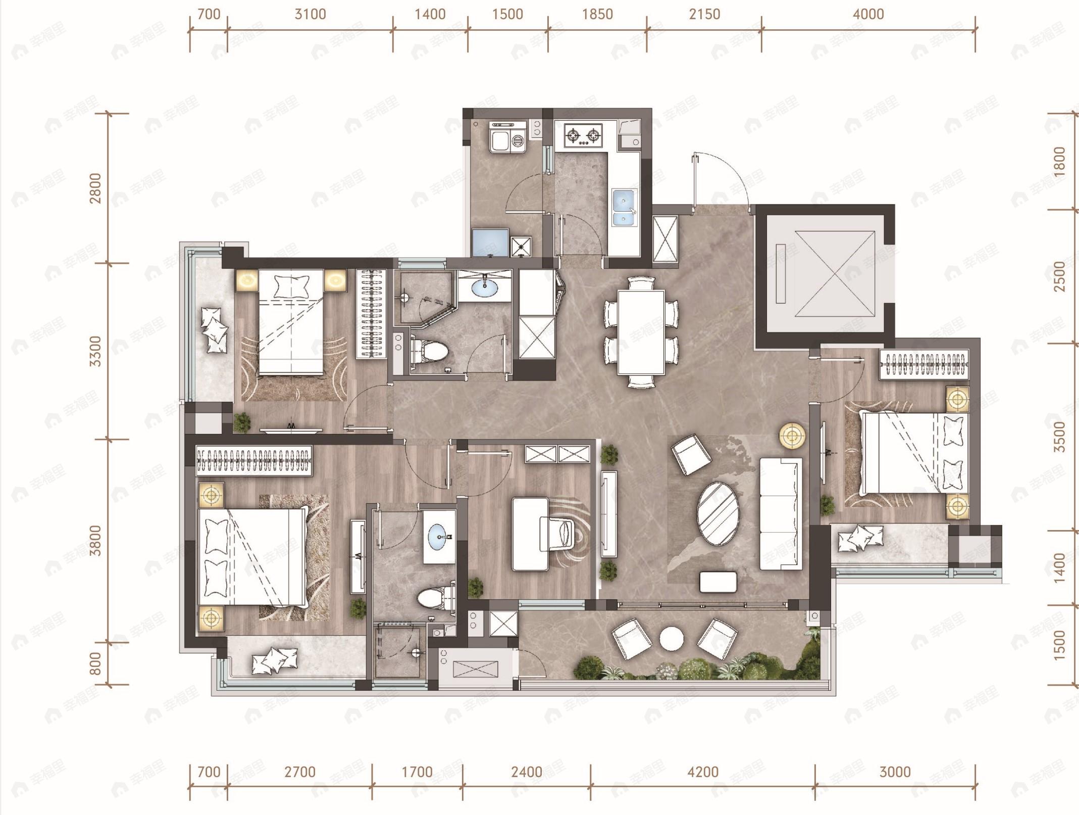 西派宸樾4室2厅2卫户型图