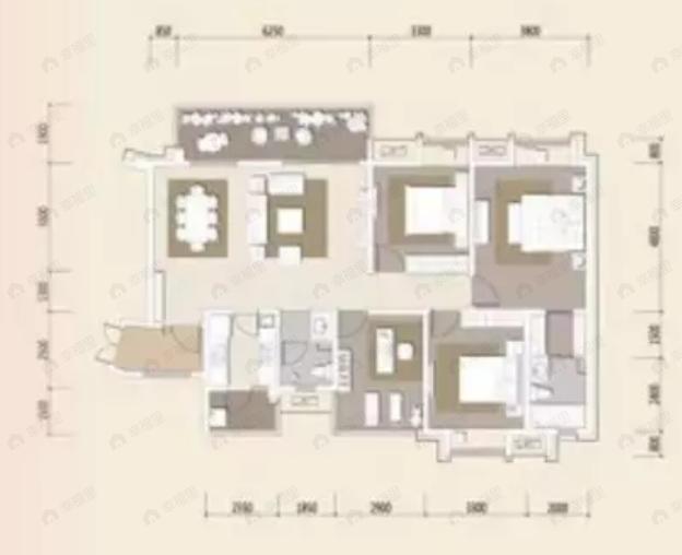 美信国际花园城4室2厅2卫户型图