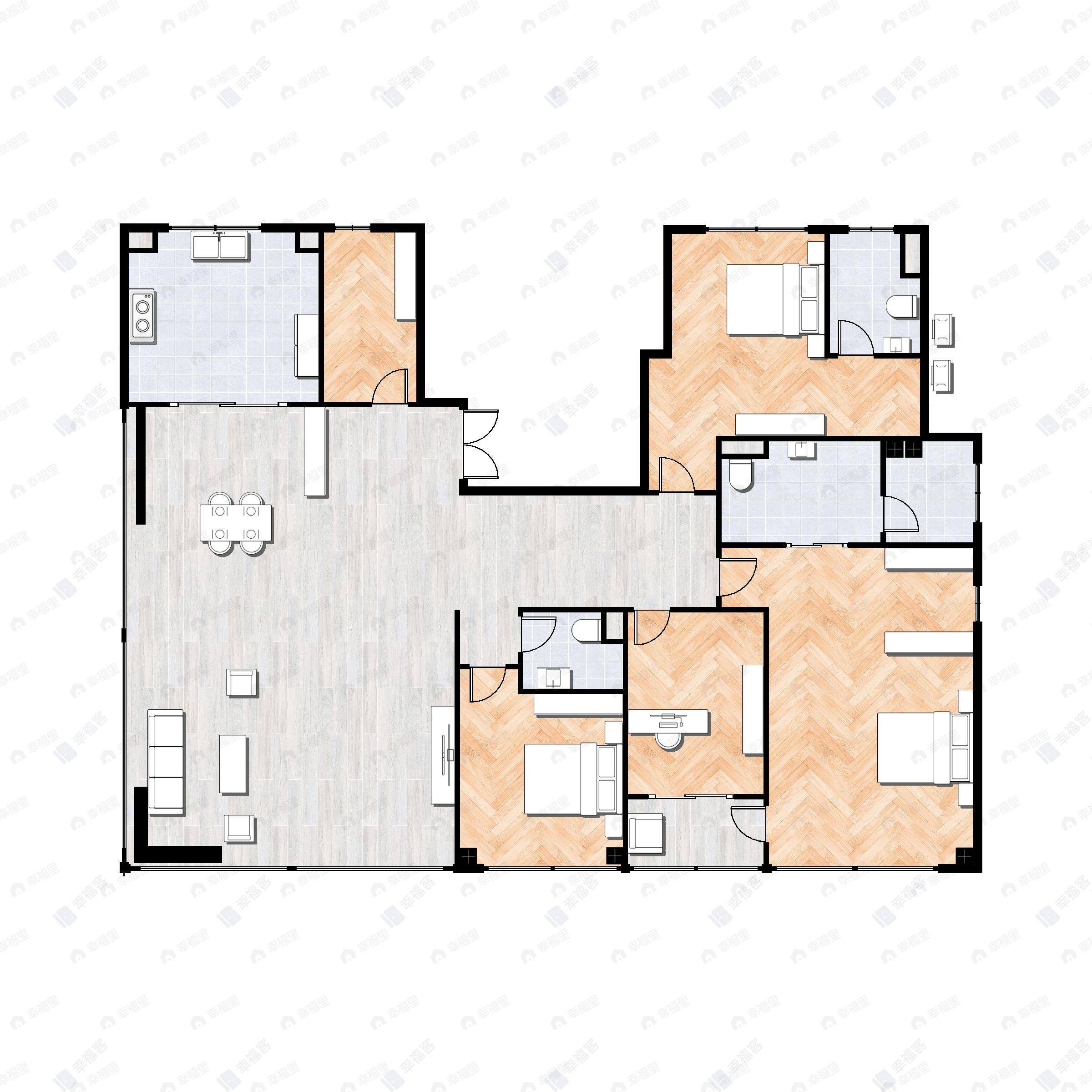 4室2厅3卫建面231平户型图
