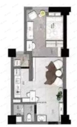 M国际公寓1室1厅1卫户型图