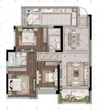 四季贵州椿棠府玖玺台3室2厅2卫户型图