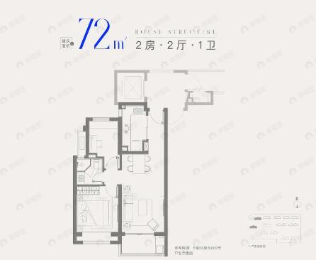 招商象屿星耀翠湾2室2厅1卫户型图