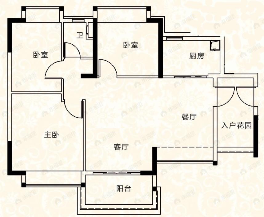 顺德保利中央公园3室2厅1卫户型图