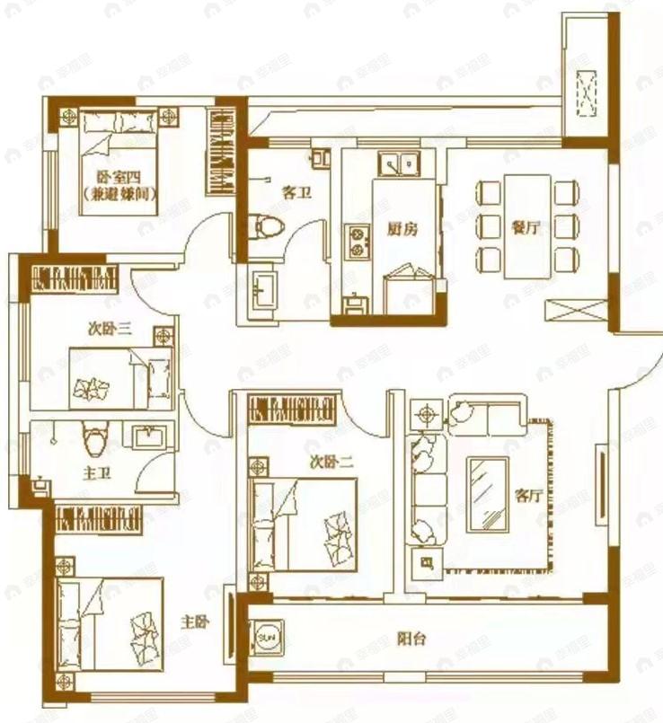 仁和里4室2厅2卫户型图
