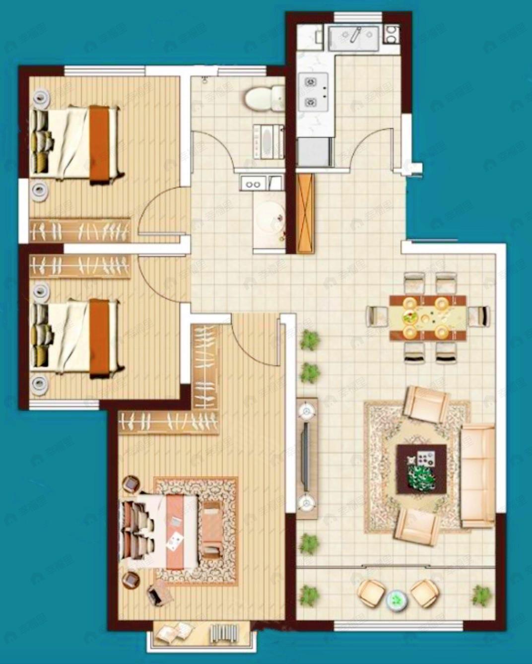 城乡居壹号苑3室2厅1卫户型图