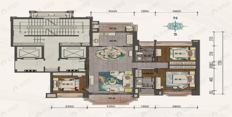 3室2厅2卫建面175平户型图