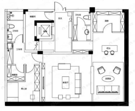 6室4厅8卫建面195平户型图
