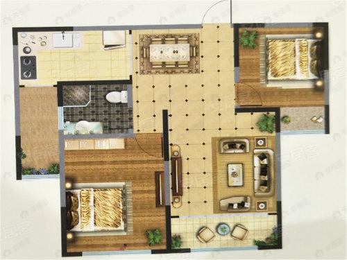 2室2厅1卫建面93平户型图