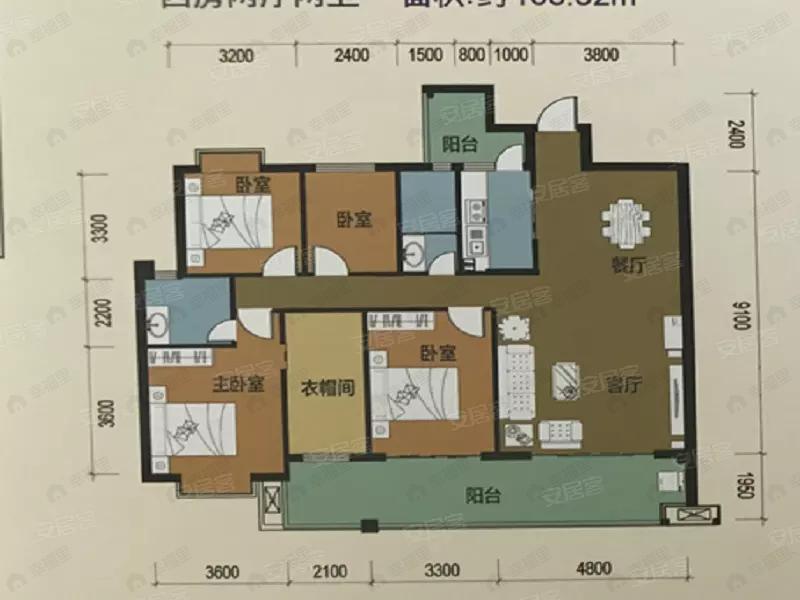 4室2厅2卫建面168平户型图