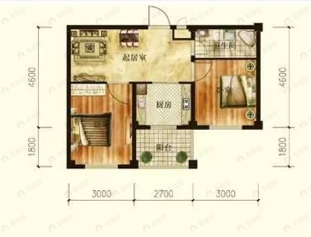 景悦湟水湾2室2厅1卫户型图