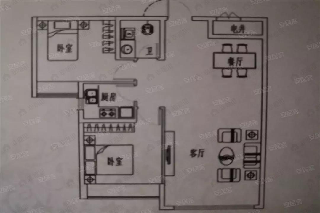 2室2厅1卫建面69平户型图
