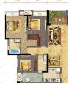 景悦湟水湾3室2厅2卫户型图