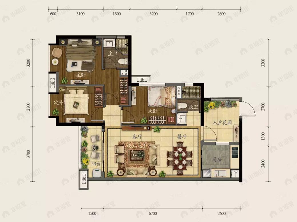 龙湖首开天宸原著3室2厅2卫户型图
