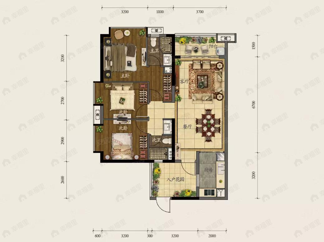 龙湖首开天宸原著3室2厅2卫户型图