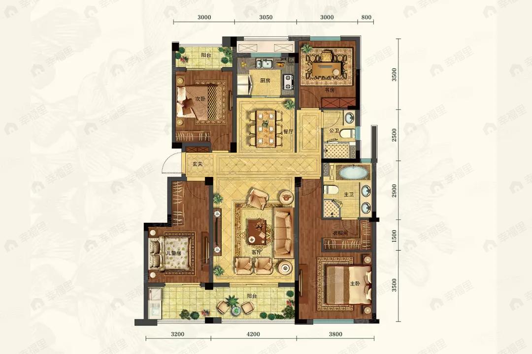 4室2厅2卫建面135平户型图