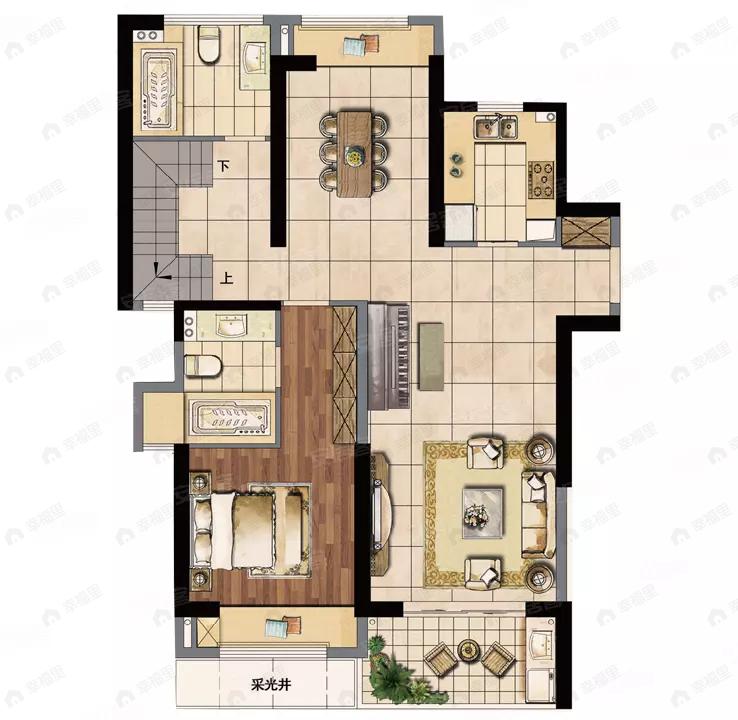 4室2厅5卫建面440平南户型图