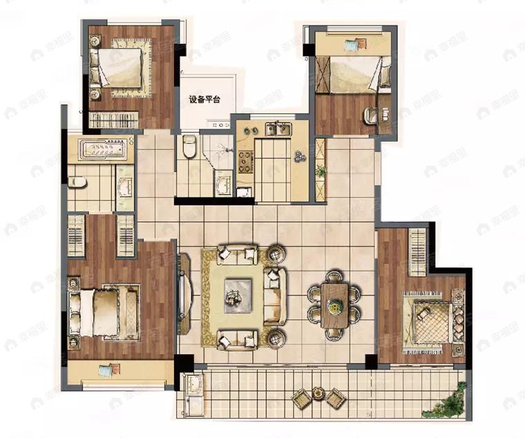 建发泱誉4室2厅2卫户型图