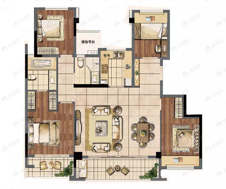 建发泱誉4室2厅2卫户型图