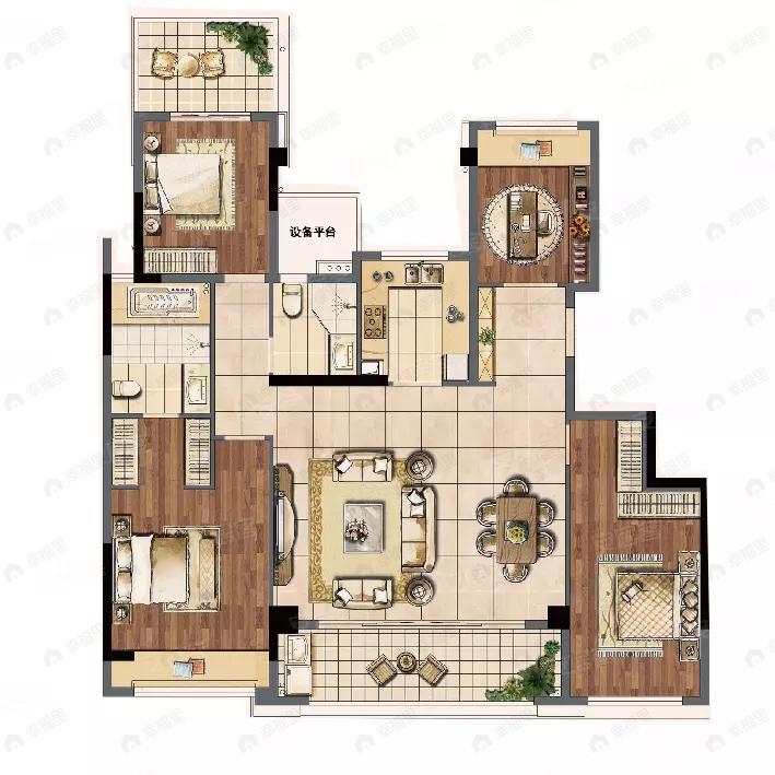 建发泱誉4室2厅2卫户型图