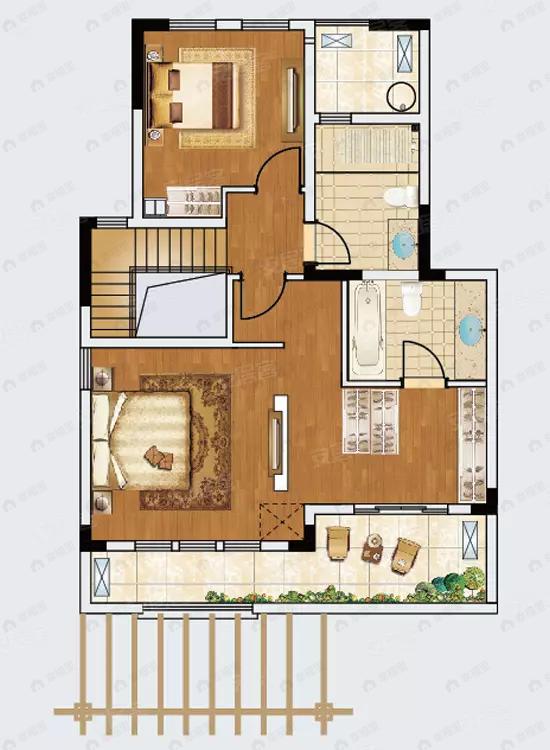 九龙湖别墅3室2厅3卫户型图