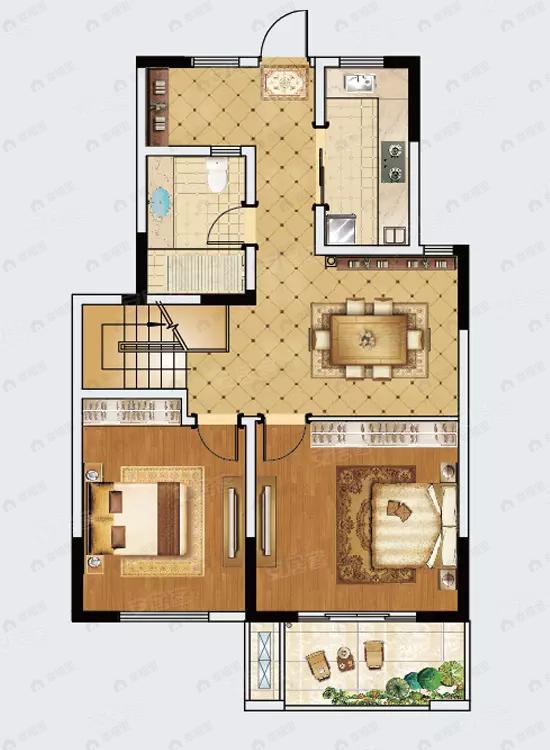 九龙湖别墅3室2厅2卫户型图