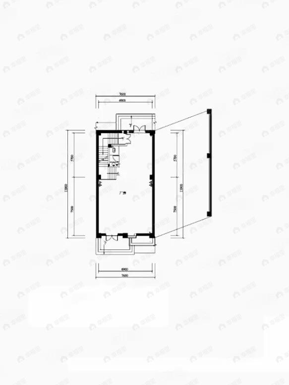 1室建面203m²南|北户型图