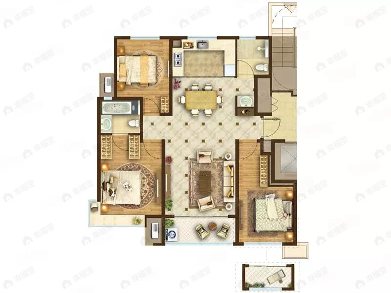 龙湖春江悦茗3室2厅2卫户型图