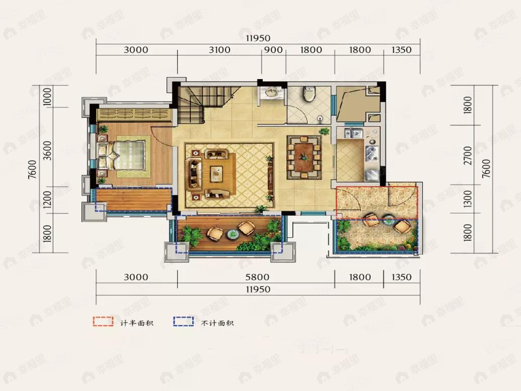 建面80平户型图