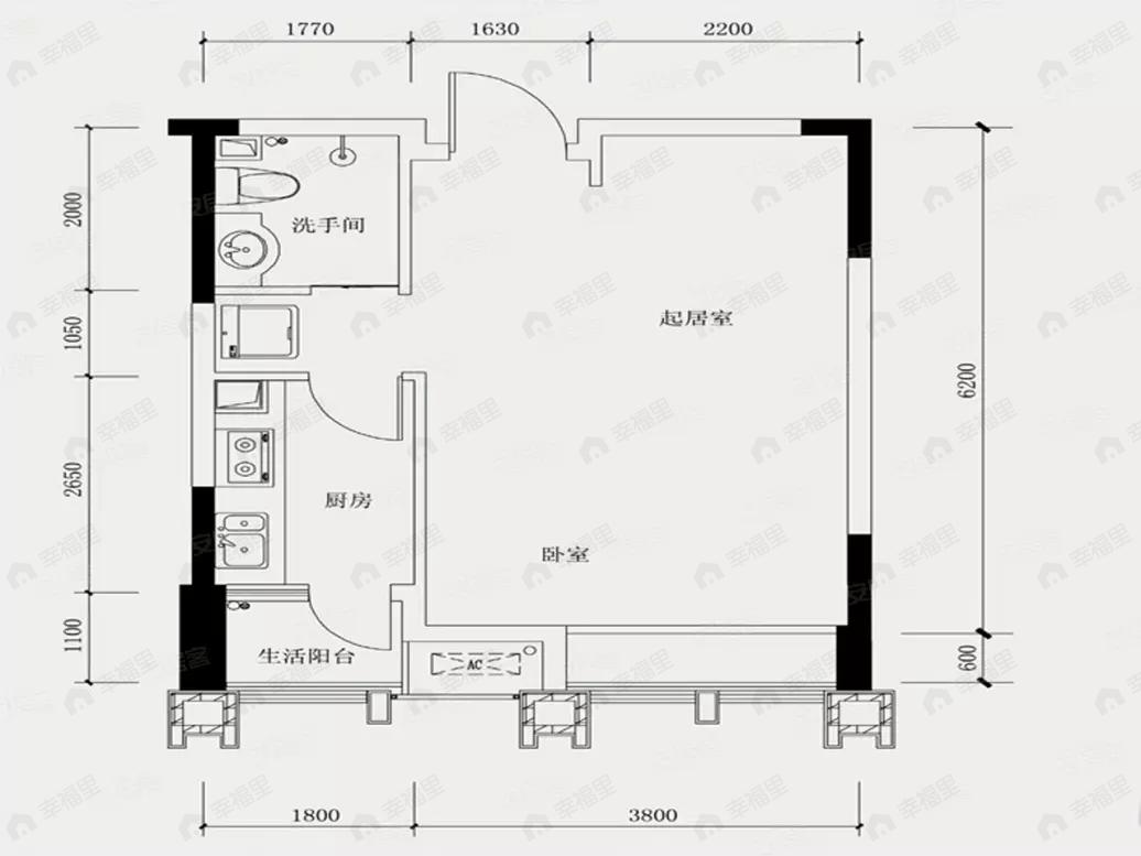 天晋1室1厅1卫户型图