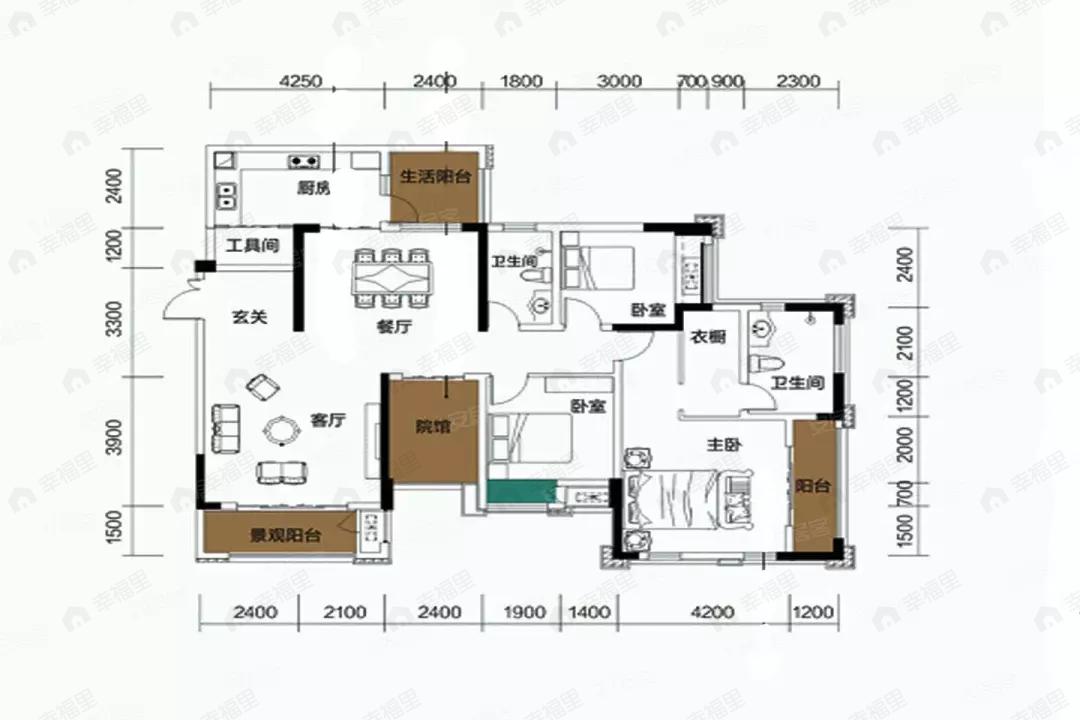 天晋4室2厅2卫户型图