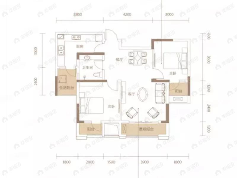 天晋2室2厅1卫户型图